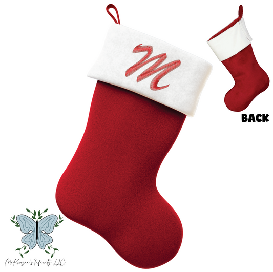 Initial Embroidered Christmas Stocking