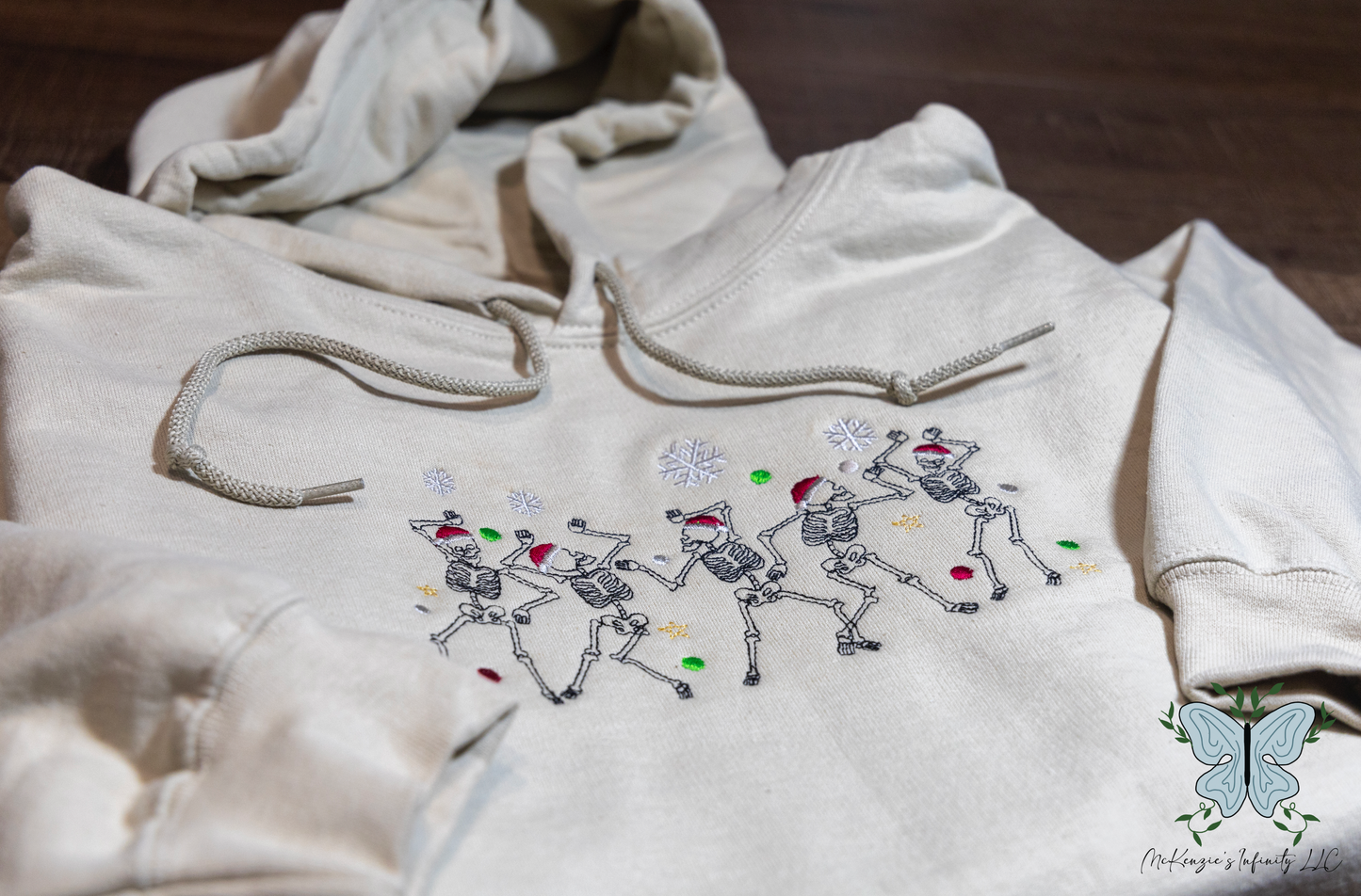 Dancing Christmas Skeletons Embroidered Crewneck/Hooded Sweatshirt