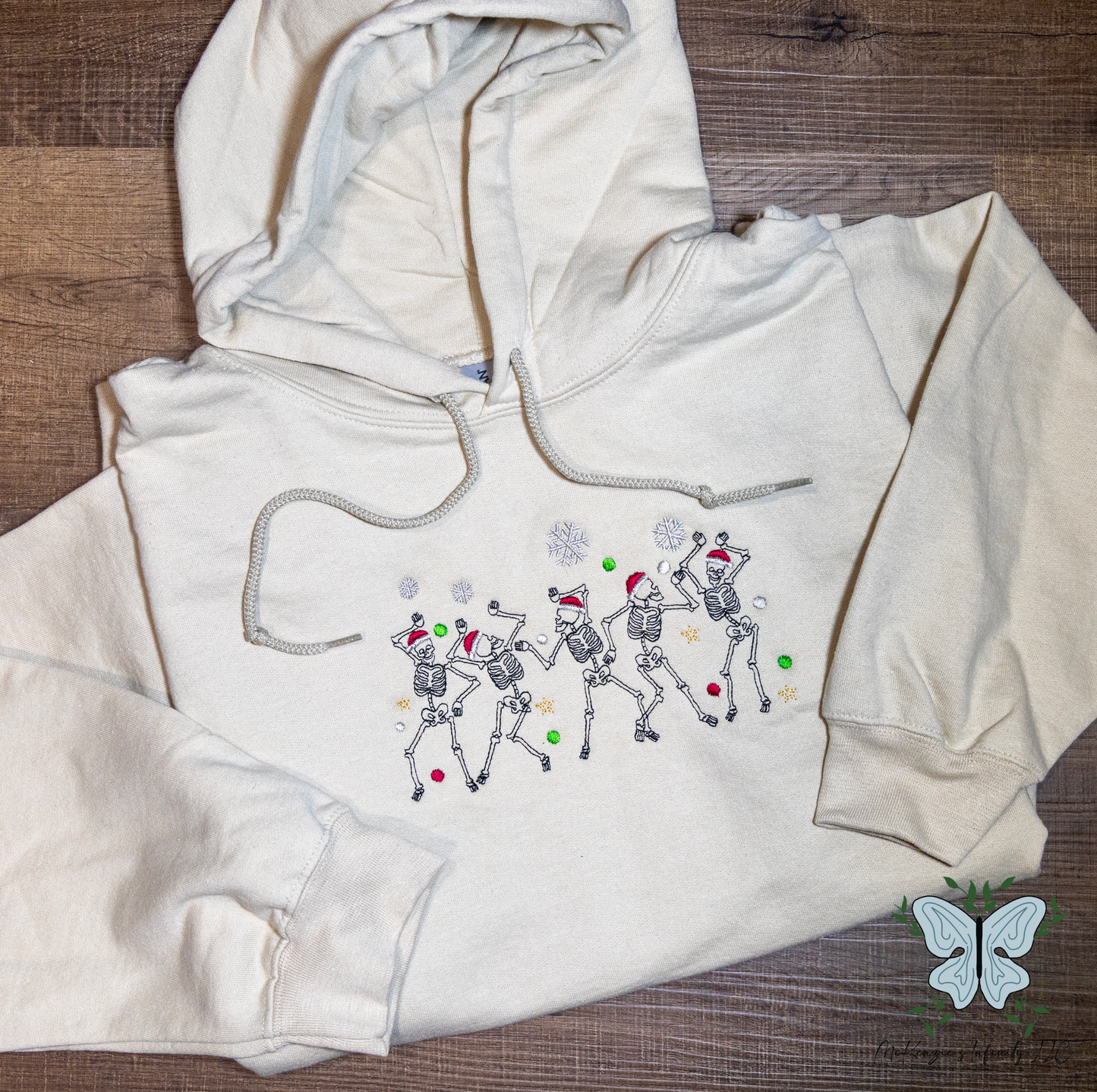 Dancing Christmas Skeletons Embroidered Crewneck/Hooded Sweatshirt