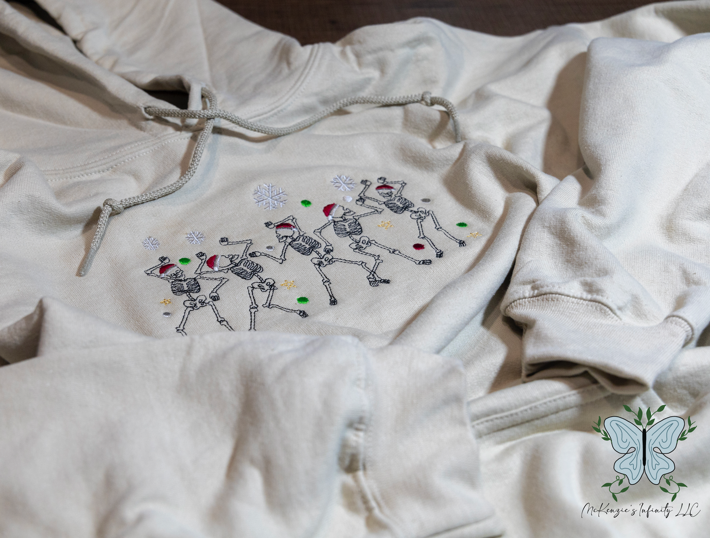 Dancing Christmas Skeletons Embroidered Crewneck/Hooded Sweatshirt