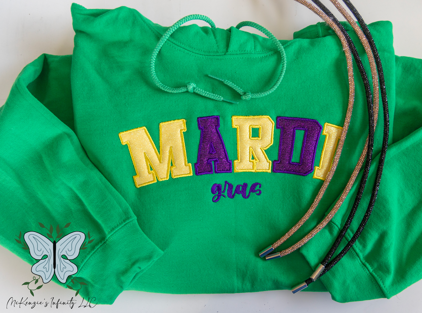 Mardi Gras Embroidered/Vinyl Hooded Sweatshirt