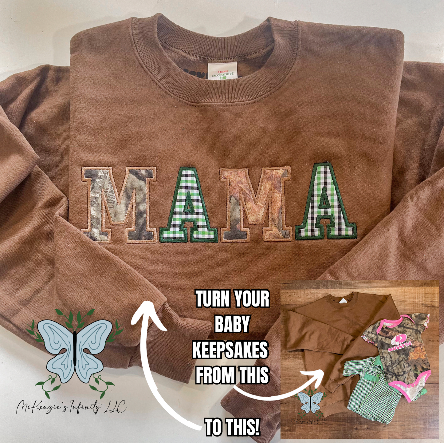 MAMA Personalized Embroidered Appliqué Sweatshirt, Baby Clothes Sweatshirt, Baby Onsie Sweatshirt Keepsake