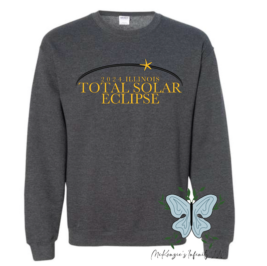 Personalized 2024 State Total Solar Eclipse Embroidered Crewneck Sweatshirt
