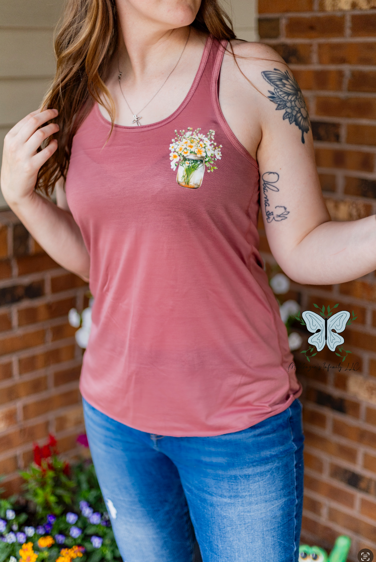 Floral Mason Jar Bouquet Racerback Women's Tank Top