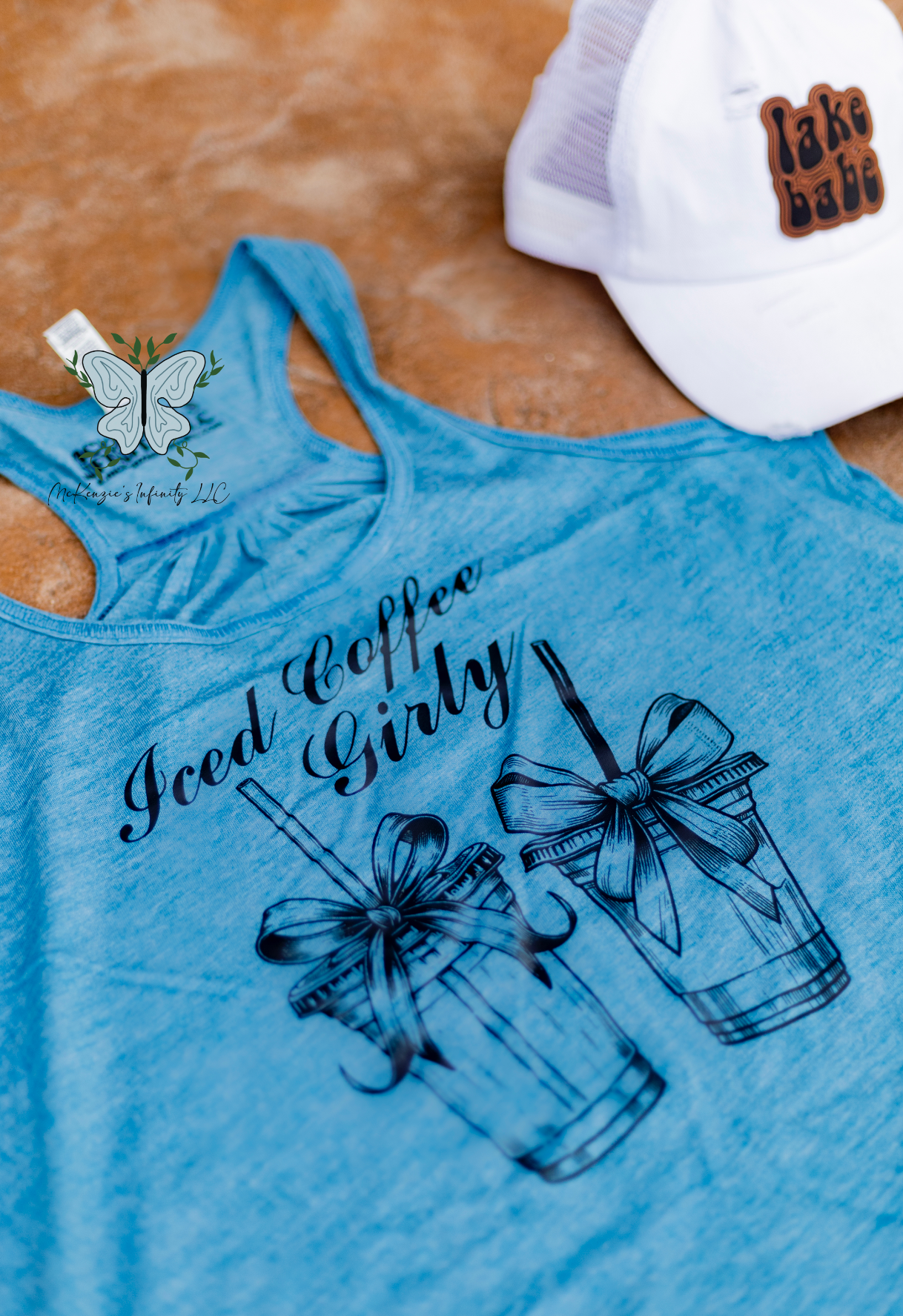 Iced Coffee Girly Coquette Deep Teal Racerback Women's Tank Top