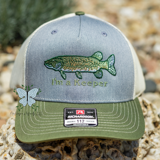 Pike Fish- I'm A Keeper Embroidered Richardson 112 | 6 Panel Trucker Cap/Hat