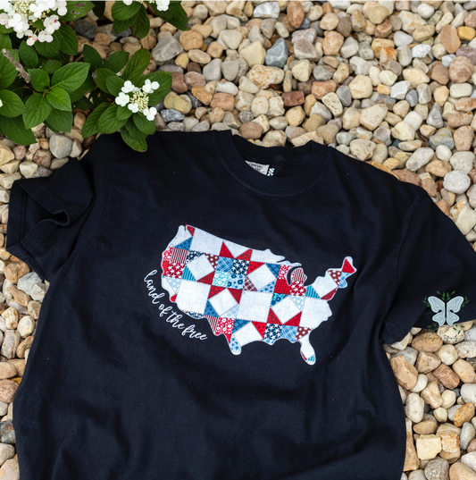 Land That I Love Quilted/Embroidered T-Shirt/Tee