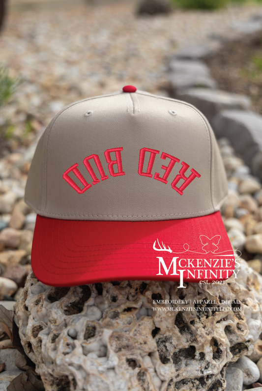 RED BUD (RED) Upside Down Two-Toned Embroidered Mascot Hat/Cap (Dallas Style)