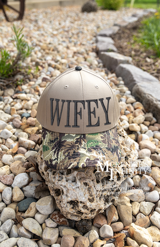 Wifey Embroidered Camo Two-Toned Trucker Hat/Cap