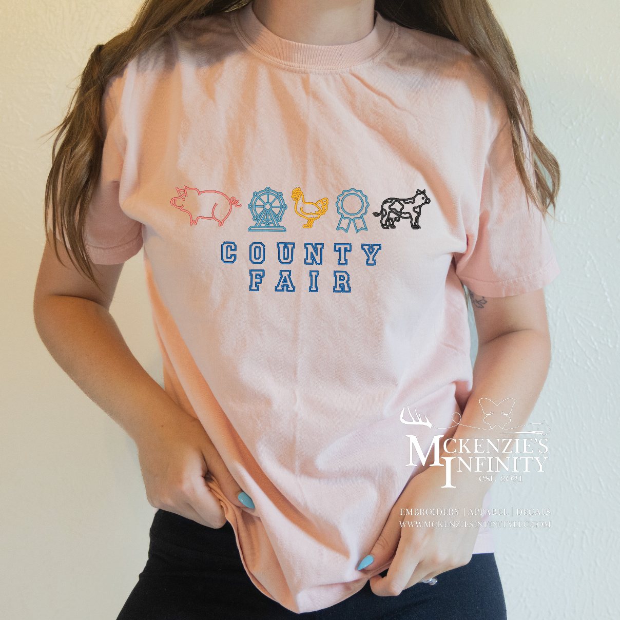 County Fair Animal Icons, Embroidered Comfort Colors TShirt