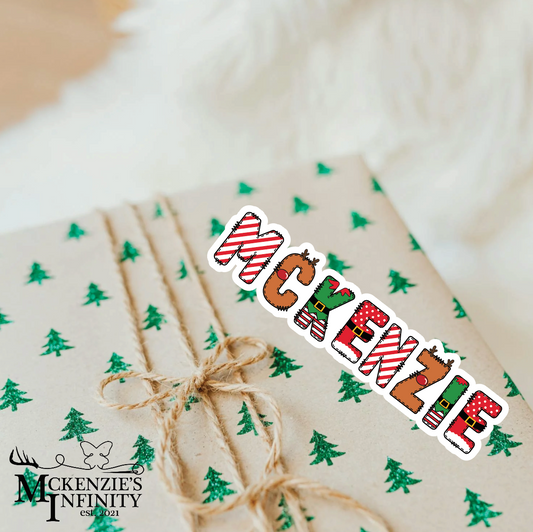 Christmas Season Personalized Christmas Name Stickers – 4-Inch Custom Printed Holiday Labels