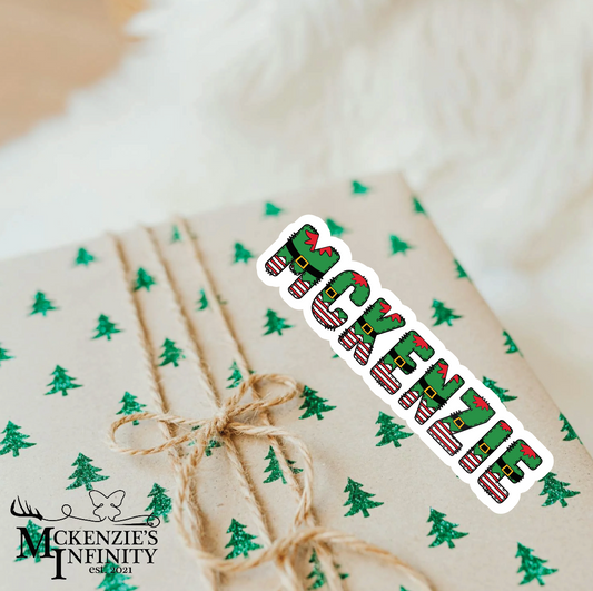 ELF Personalized Christmas Name Stickers – 4-Inch Custom Printed Holiday Labels