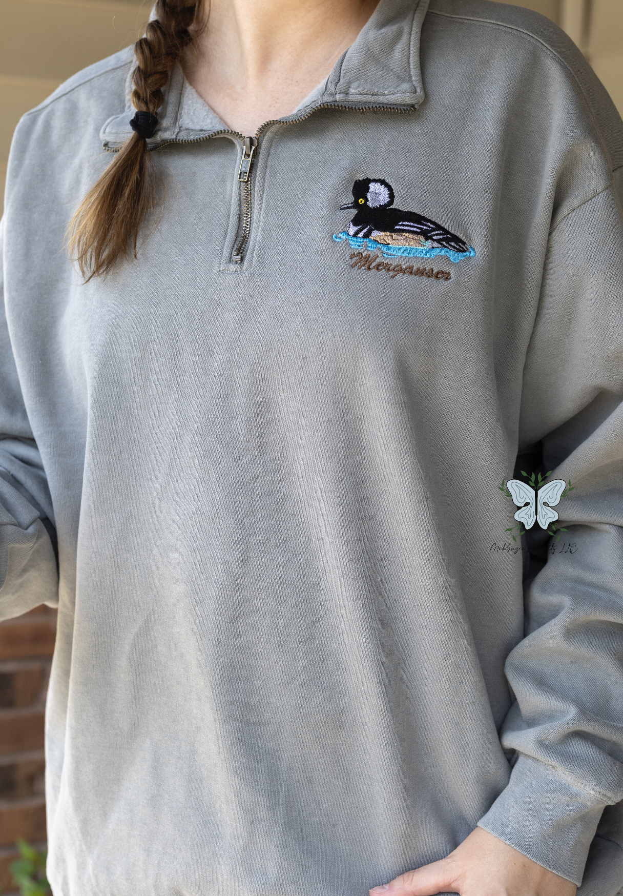 Merganser Duck, Duck Hunting Comfort Colors Quarter Zip Pullover