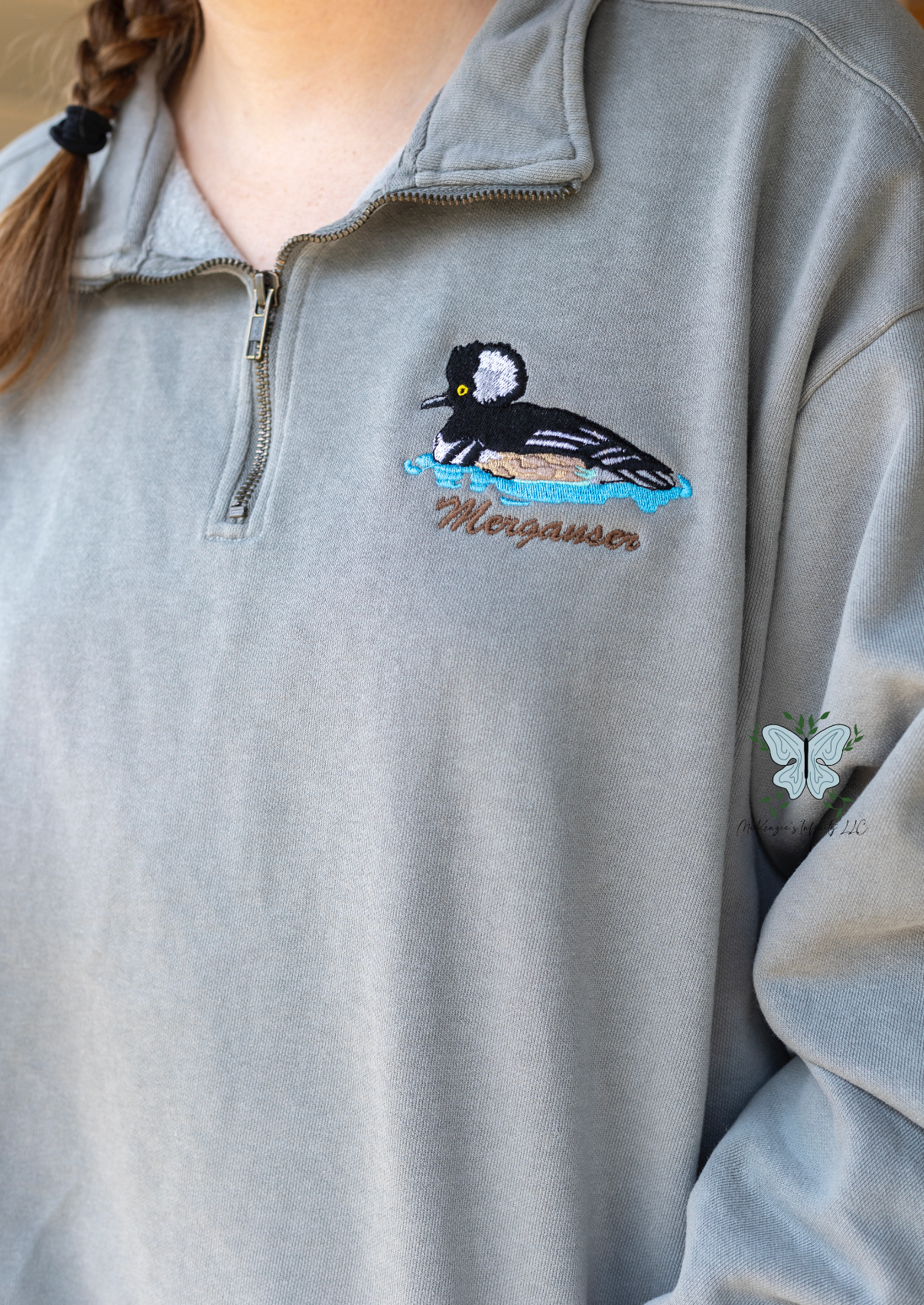 Merganser Duck, Duck Hunting Comfort Colors Quarter Zip Pullover