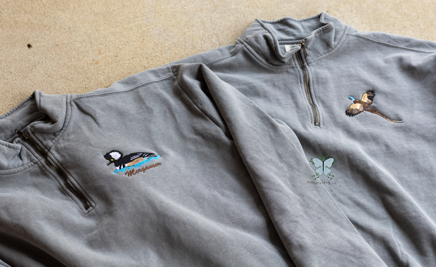 Merganser Duck, Duck Hunting Comfort Colors Quarter Zip Pullover