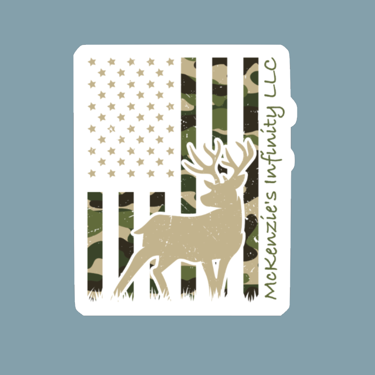 Whitetail Deer Hunting Camo Flag Sticker