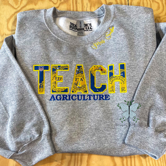 TEACH Agriculture FFA Personalized Embroidered Crewneck Sweatshirt