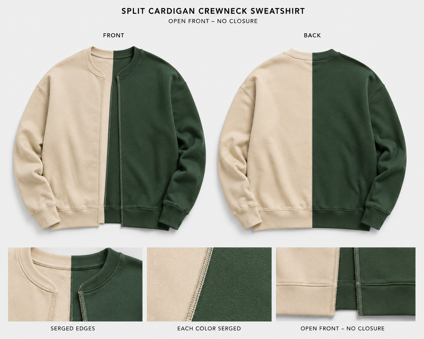 Custom Colored Split, Two-Toned Cardigan