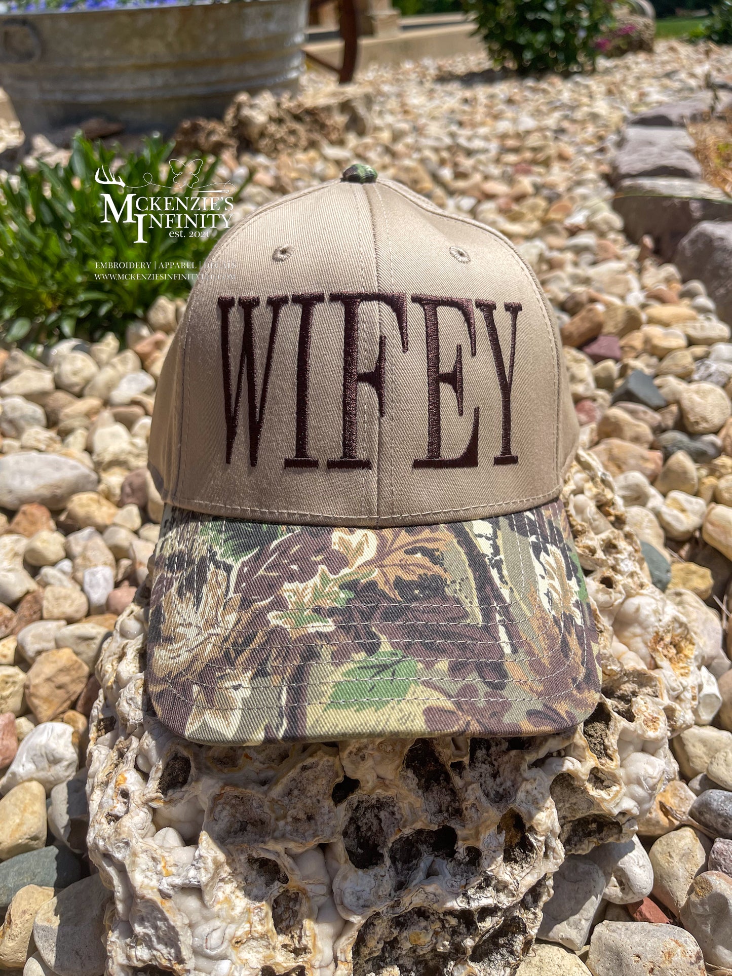 Wifey Embroidered Camo Two-Toned Trucker Hat/Cap