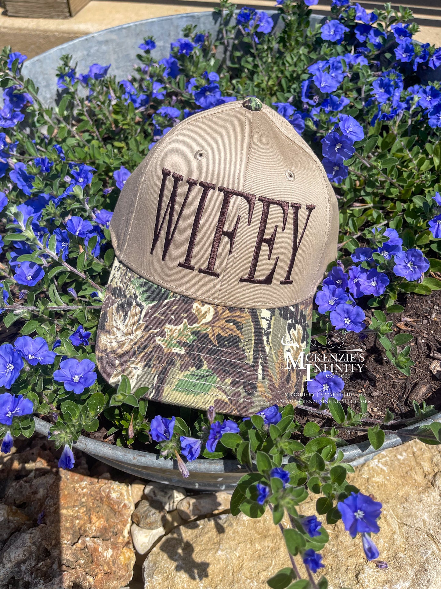 Wifey Embroidered Camo Two-Toned Trucker Hat/Cap