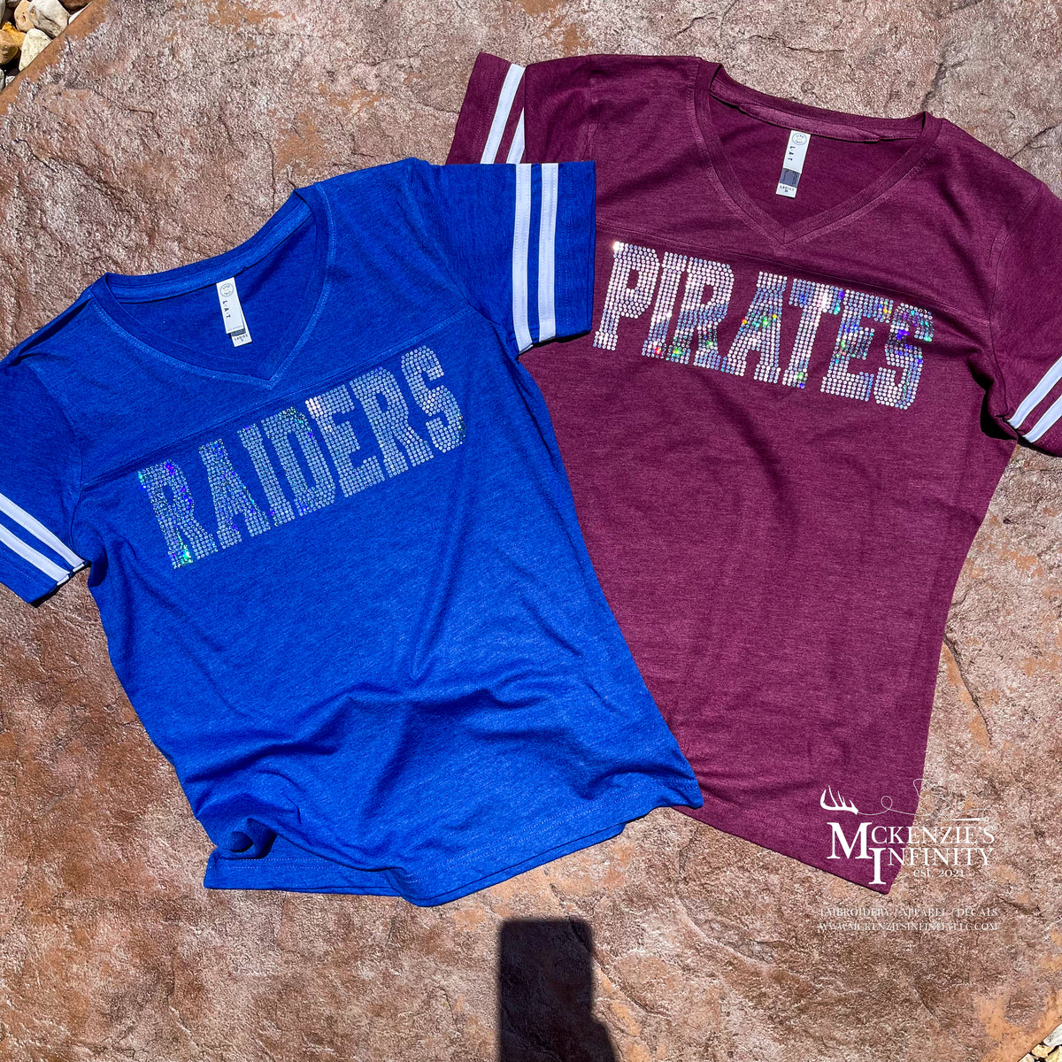 Custom School Spangle Mascot Women’s Football V-Neck T-Shirt