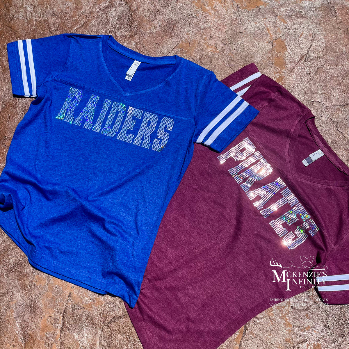 Custom School Spangle Mascot Women’s Football V-Neck T-Shirt