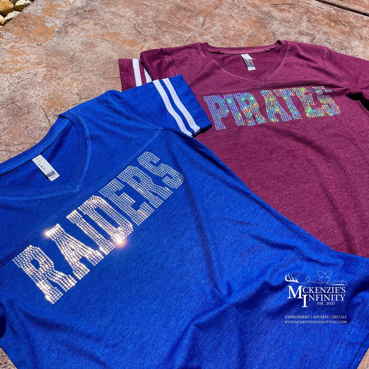 Custom School Spangle Mascot Women’s Football V-Neck T-Shirt